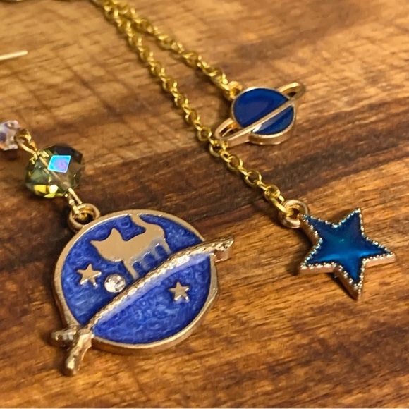 The Moon And The Stars Mixed Match Dangling Hoop Earrings - Picture 2 of 5